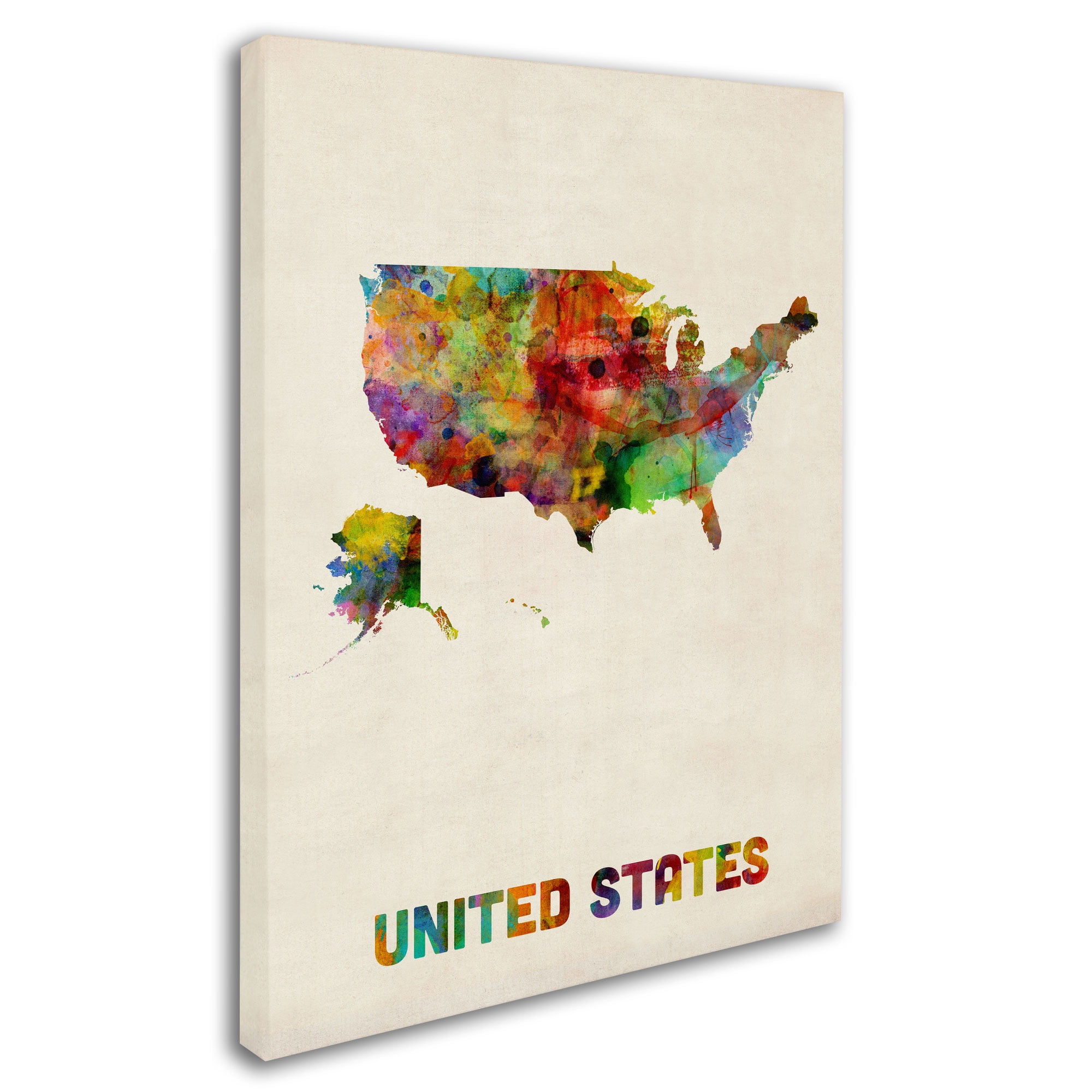Trademark Fine Art "US Watercolor Map" Canvas Art by Michael Tompsett