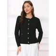 thumbnail image 4 of DARING DIVA Sweaters Collarless Button Up Dressy Chunky Knit Cardigan M Black, 4 of 7