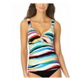 thumbnail image 1 of ANNE COLE Women's Multi Color Striped Stretch Adjustable Straps Lined Twist Front Sweetheart Underwire Tankini Swimsuit Top 36C\38B, 1 of 2