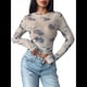 thumbnail image 1 of Top de para Mujer, Estilo Y2K, Larga, Cuello Redondo Crema XL, 1 of 7