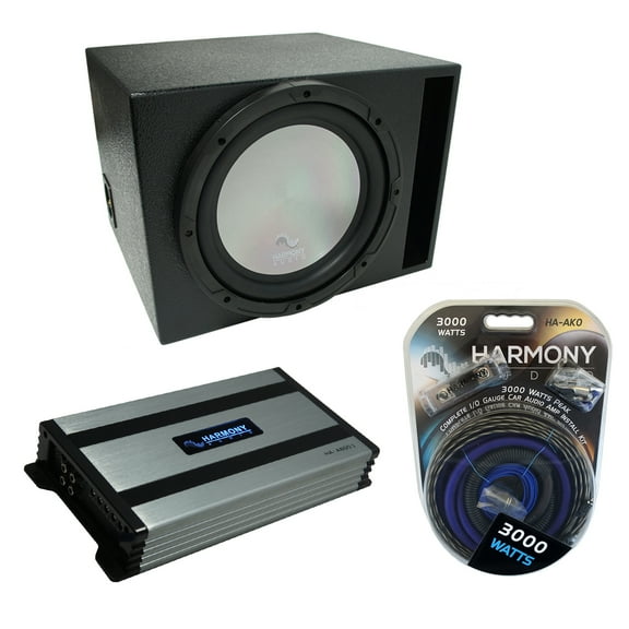 Universal Car Stereo Rhino Coated Ported 12" Harmony A122 Sub Box & HA-A800.1