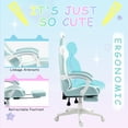 thumbnail image 4 of Dowinx Cute Cat-Ear Gaming Chair with Massaging Lumbar Support, Ergonomic Computer Gaming Chair for Girl and Adults, Reclining Comfort Game Chairs with Footrest, Blue, 4 of 8