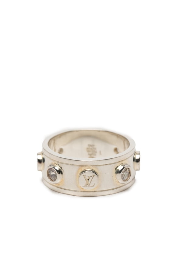Pre-Owned Louis Vuitton LV Studded Ring, Size #L, M1622L, SV925 Silver, Zircon, Women's, LOUIS...