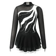 thumbnail image 3 of TiaoBug Kids Girls Figure Ice Skating Dress Long Sleeve Chiffon Tutu Skirt Leotard Ballet Dance Practice Outfit Silver 12, 3 of 6