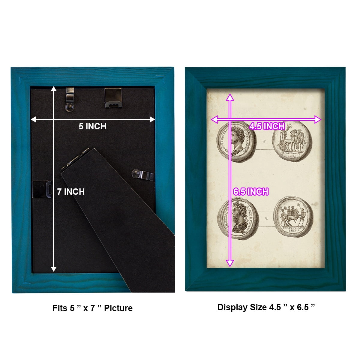 Antique Roman Coins VI -Framed Print w/glass-Ocean Blue