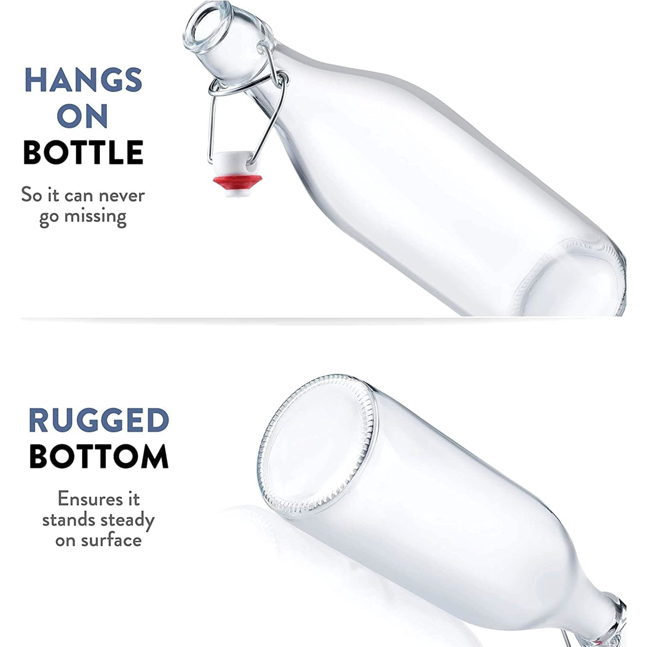 Bormioli Rocco Set of 6 Giara Swing Top Bottles - 33.75 Oz Airtight Bottles