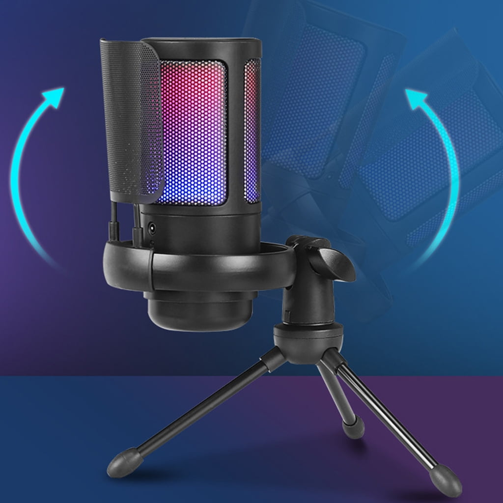 WINDLAND USB Microphone for Gaming and Streaming Adjustable Color Lighting Condenser Mic