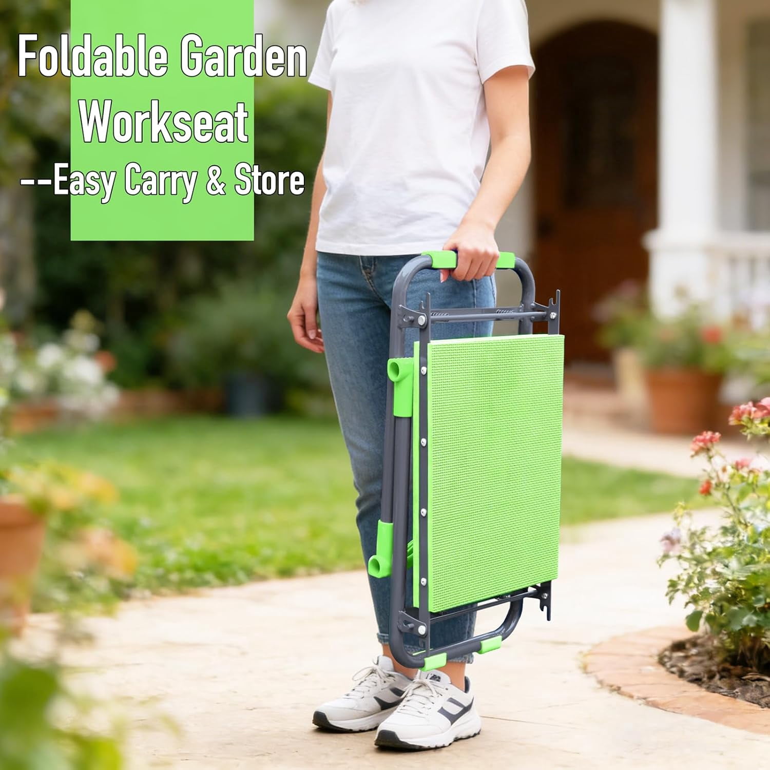 Folding Garden Stool and Kneeler, Heavy Duty Garden Kneeler and Seat, Kneeling Device for Gardening, Gardeners and Seniors (Purple)