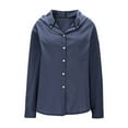 thumbnail image 3 of FRSASU Women's Cotton Linen Sun Protection Jacket Summer/Fall Hoodie Long Sleeve Button up Cardigan Lightweight Beach Tops with Pocket Navy, 3 of 8