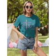 thumbnail image 3 of Camiseta HQP He is Risen Easter para mujer, color cian, 3 of 7