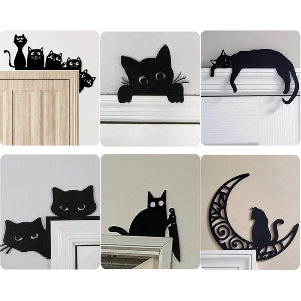 Adorno de metal para puerta XINYU con forma de gato Adorable decoración de puerta de Halloween