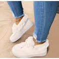 thumbnail image 4 of Zapatos de mujer acolchados de algodón, otoño e invierno, tallas grandes, punta redonda, suela gruesa, forro polar, zapatos de costura, botas de nieve, 4 of 5