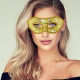 thumbnail image 5 of Unique Bargains 1 Pc Jazz Cloth-Wrapped Flat Head Half Face Party Mask for Masquerade Party Gold Tone, 5 of 5