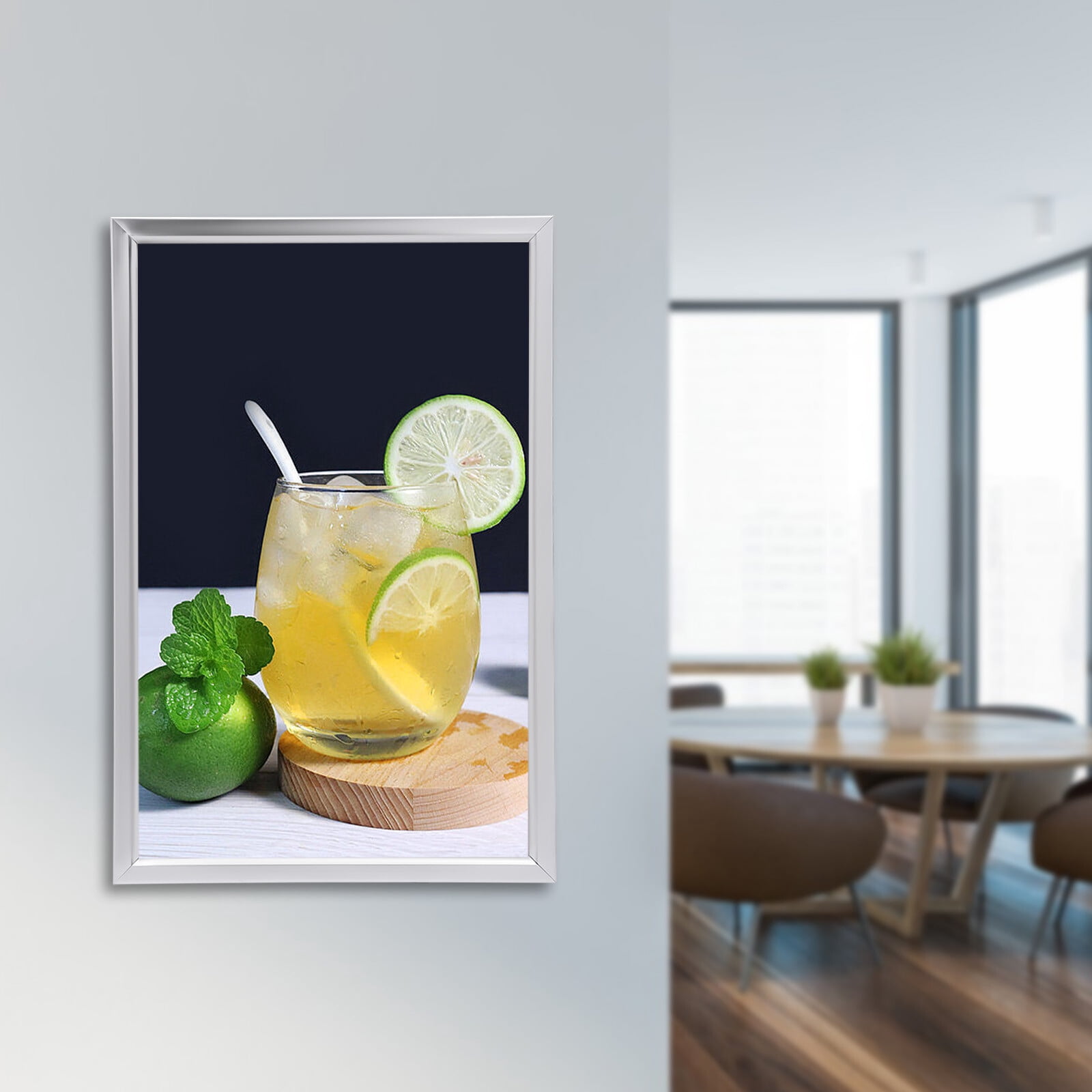 Modern Rectangular Silver LED Backlit Movie Poster Art Picture Frame Light Box Advertising Display 18x24"