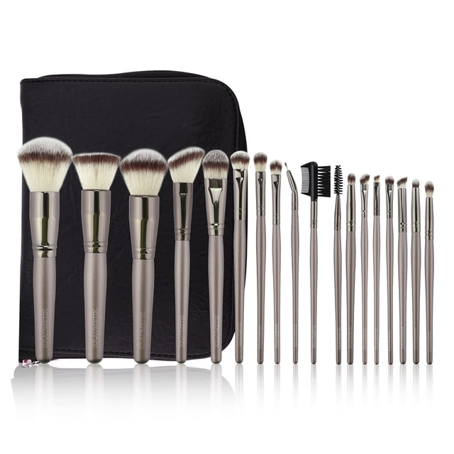 KRAUMETIK Juego de 18 brochas de maquillaje para rostro, base en polvo, rubor, ojos Labymos Brocha de maquillaje