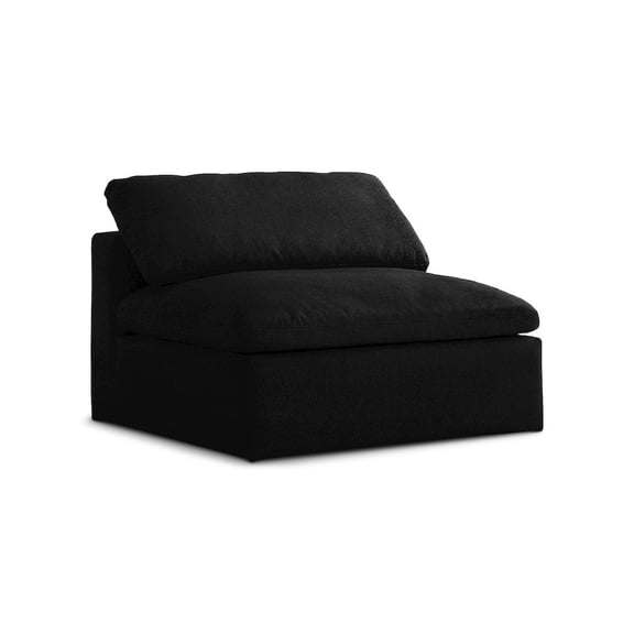Meridian Furniture Serene Black Linen Fabric Deluxe Modular Armless Chair