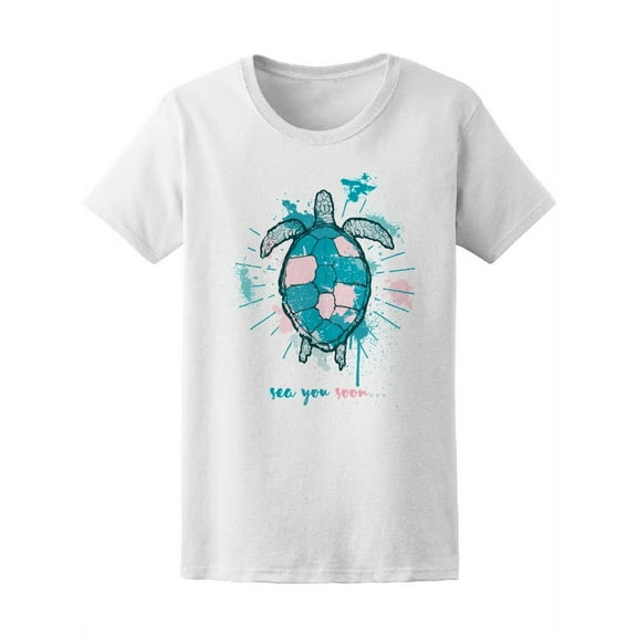 Vintage Sea Turtle Sea You Soon T-Shirt Women -Image by Shutterstock, Female Large