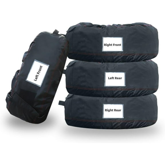 ALL-CARB Universal Package of 4 Black Portable Tire Bags with Black Handle Durable Winter Wheel Storage Tote Replacement for Tires 22 Inch to 31 Inch