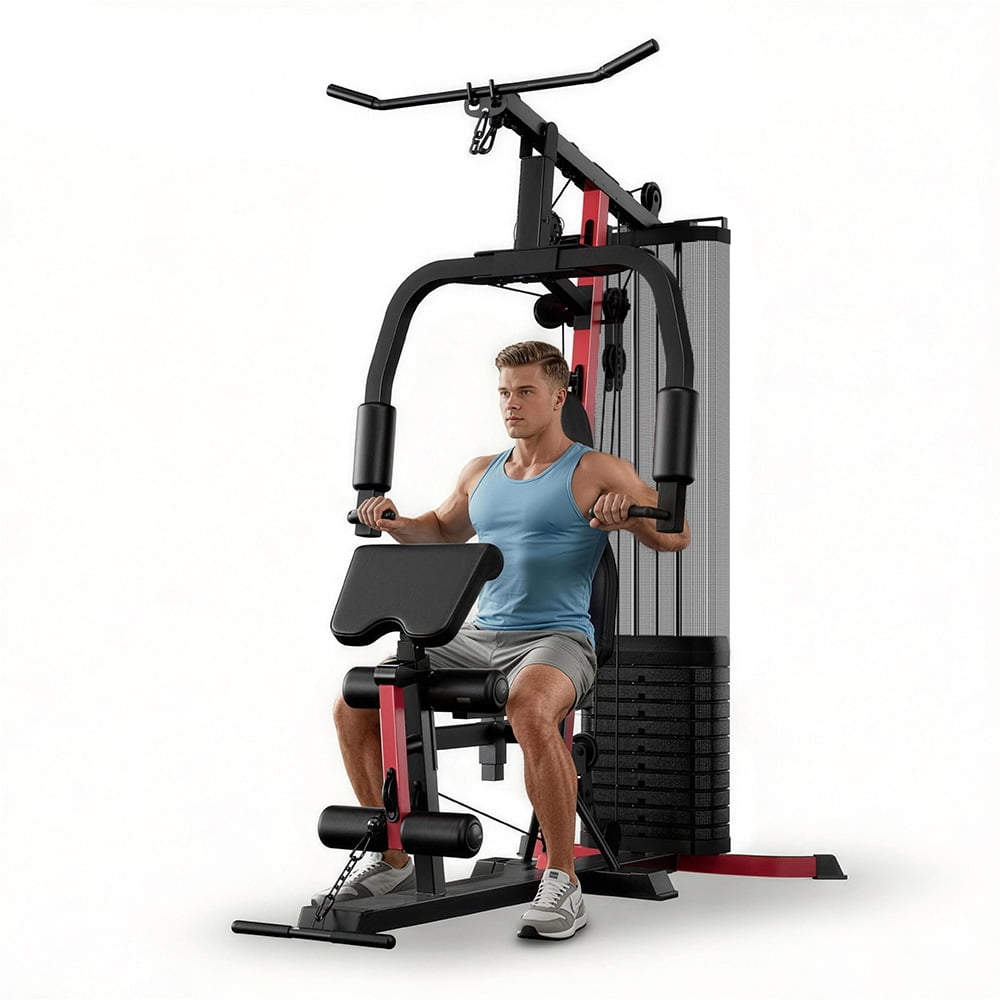 CURSOR FITNESS Home Gym Station Strength Training Equipment with 160 lb Weight Stack