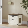 thumbnail image 6 of Hzuaneri 23.6 inch Cat Litter Box Enclosure, Hidden Litter Box Furniture Cabinet with Cushion for Cat, Wooden Cat House Reversible Entrance Left or Right Side, Rustic White and Brown, 6 of 10