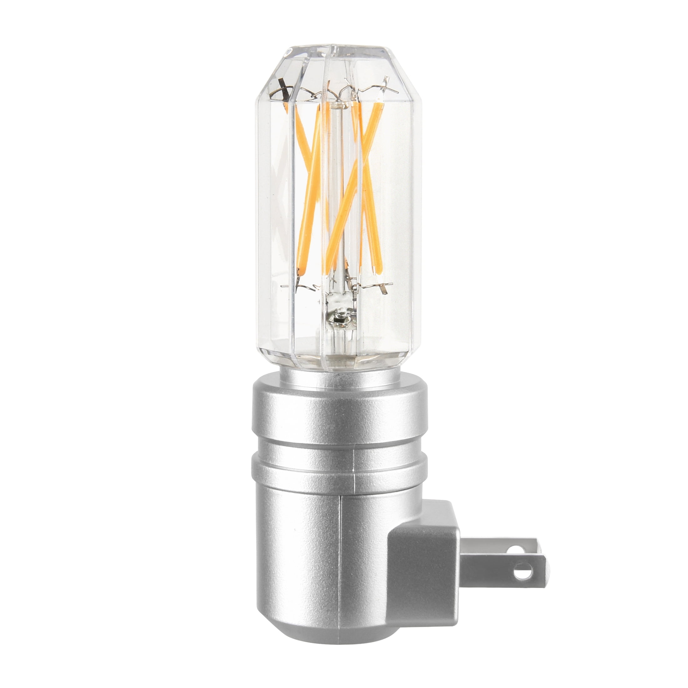 (2 pack) Better Homes & Gardens 4.25"H Nickel LED Vintage Night Light, Soft White Dusk to Dawn Auto on & off