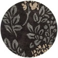 thumbnail image 3 of SAFAVIEH Florida Benton Floral Shag Area Rug, Dark Brown/Grey, 6'7" x 6'7" Round, 3 of 8