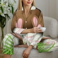 thumbnail image 6 of Fotbe Brown Bunny Pattern Long Sleeve Pajama Set for Women,Sleepwear Set,2-piece Loungewear Set,Soft PJs Comfy Nightwear with Pockets -X-Large, 6 of 7