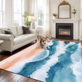 thumbnail image 2 of 8'x10' Area Rugs, Blue Coastal Indoor Outdoor Area Rug for Living Room Bedroom, Oil Painting Summer Beach Nautical Waves Washable Bathroom Rugs Kitchen Floor Carpet Mats Home Decor Aesthetic, 2 of 8