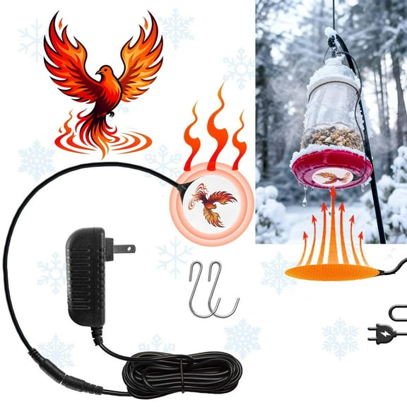 Hummingbird Feeder Heater Warmer, Heated Chicken Waterer Cord,Prevents Water Freezing in Drinkers for Chickens, Ducks, Rabbits & Small Animals Fits Feeders, Easy Peel and Stick
