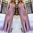thumbnail image 4 of Brilliant Dresses for Women Clearance Clothes $5.00 Women's Summer Dresses Fashion Suspended Sexy Lace Solid Long Holiday Party/Purple, 4 of 8