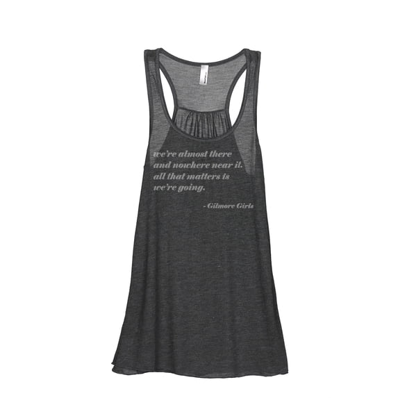 We're Almost There Women's Fashion Sleeveless Flowy Racerback Workout Yoga Tank Top Charcoal Grey Large
