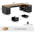 thumbnail image 2 of Tribesigns 85.8-Inch L-Shaped Executive Desk, Extra Large Modern Office Desk with File Drawers, Door Cabinet & Shelves, Brown&Black, 2 of 7