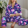 thumbnail image 6 of Pajama Sets for Women 2 Pcs, Skull rainbow color Button Down Long Sleeve Sleepwear Lounge PJ Sets, 6 of 6