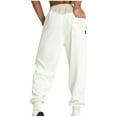 thumbnail image 3 of Inleife Mens Pants Men's Fashion Solid Drawstring Elastic Waist Casual Sweat Length Pants, 3 of 3