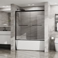 thumbnail image 4 of Goodyo Double Sliding Bathtub Shower Door 48 in. W x 60 in. H Aluminum Framed Shower Enclosure for Tub with SGCC Clear Tempered Glass, Stainless Steel Hardware, Matte Black, 4 of 4