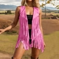 thumbnail image 2 of Women's Suede Fringe Cowgirl Vest Western Sleeveless Cardigan Jacket/Hot Pink/S, 2 of 4