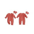 thumbnail image 3 of Gupgi Combinaison à Carreaux pour Bébé Fille, Barboteuse d'Automne 3 m 6 m 9 m 12 m 18 m, Cache-Couche à Manches Longues Bouffantes et Col Rond pour Nourrisson avec Bandeau, 3 of 9