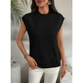 thumbnail image 4 of Women'S Crew Neck Sleeveless Sweater Vest Casual Cap Sleeve Knit Pullover Tank Tops Black L, 4 of 9