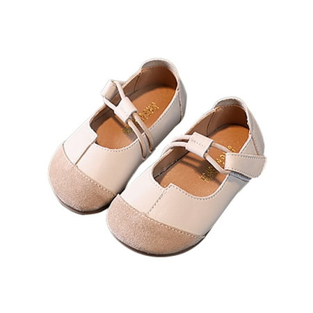 

Gomelly Unisex-Child Flats Comfort Dress Shoes Slip On Walking Shoe Casual Mary Jane Girls Boys Kids Beige 7C