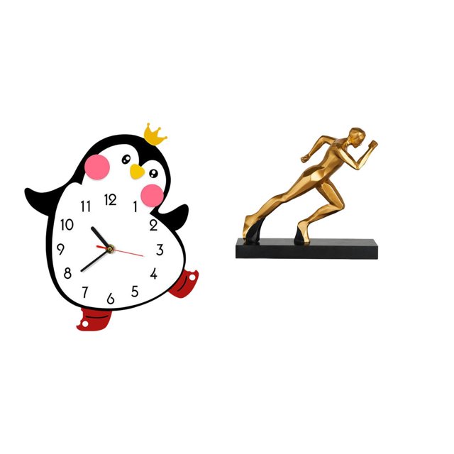 Escultura de reloj de pingüino, decoración de pared abstracta moderna para dormitorio y entrada, mesa multifuncional para el hogar.