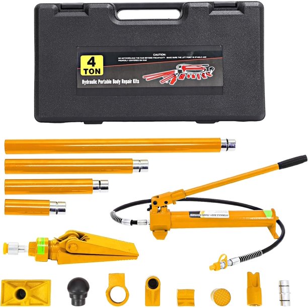 Yeshouse Kit de potencia portátil con gato hidráulico y estuche, ideal para reparación de carrocerías, automóviles, camiones, furgonetas y trabajos en granjas, seguro y fácil de usar