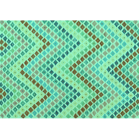 Ahgly Company Indoor Rectangle Abstract Turquoise Blue Contemporary Area Rugs, 4' x 6'