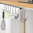 thumbnail image 4 of Over Cabinet Door Hook & Wardrobe Door Hook, Stainless Steel Hanging Hooks for Towels Bags Clothes, Bathroom Door Hooks for Towels, Kitchen Cabinet, 2.75×2.24×0.98" Dorm Room Hangers, Silver-5Pcs, 4 of 7