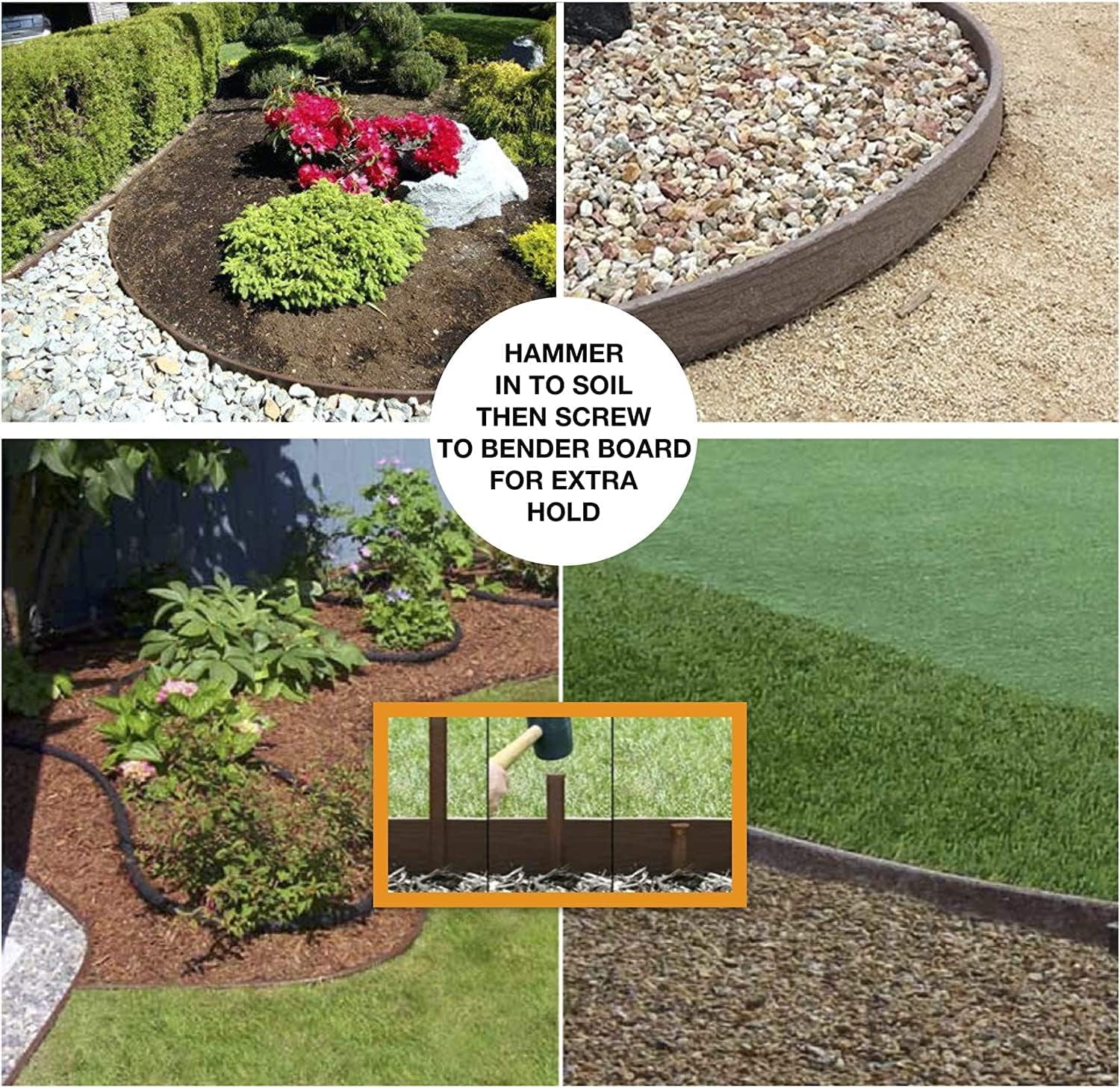 Heavy Duty, Black Landscape Lawn & Garden Border Edging Stakes - Easy Install Terrace & Bender Board (30)