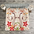 thumbnail image 3 of Ambesonne Floral Quilted Bedspread Set 3 Pcs, Blossoms Bouquet Botany, Queen Size, Beige Green Red, 3 of 3
