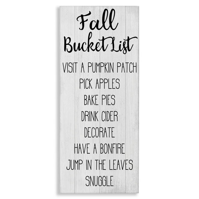 Stupell Industries Panneau Liste d'Automne Objectifs de Récolte Activités d'Automne, Conçu par Daphne Polselli Art Mural, 17 x 40, Toile