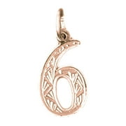 14K Rose Gold Number Six, #6 Pendant - 18 mm