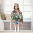 thumbnail image 7 of FORMRS Wearable Blanket Hoodie with Sleeves for Kids Cozy Flannel Sweatshirt, Blue Flowers, 7 of 7