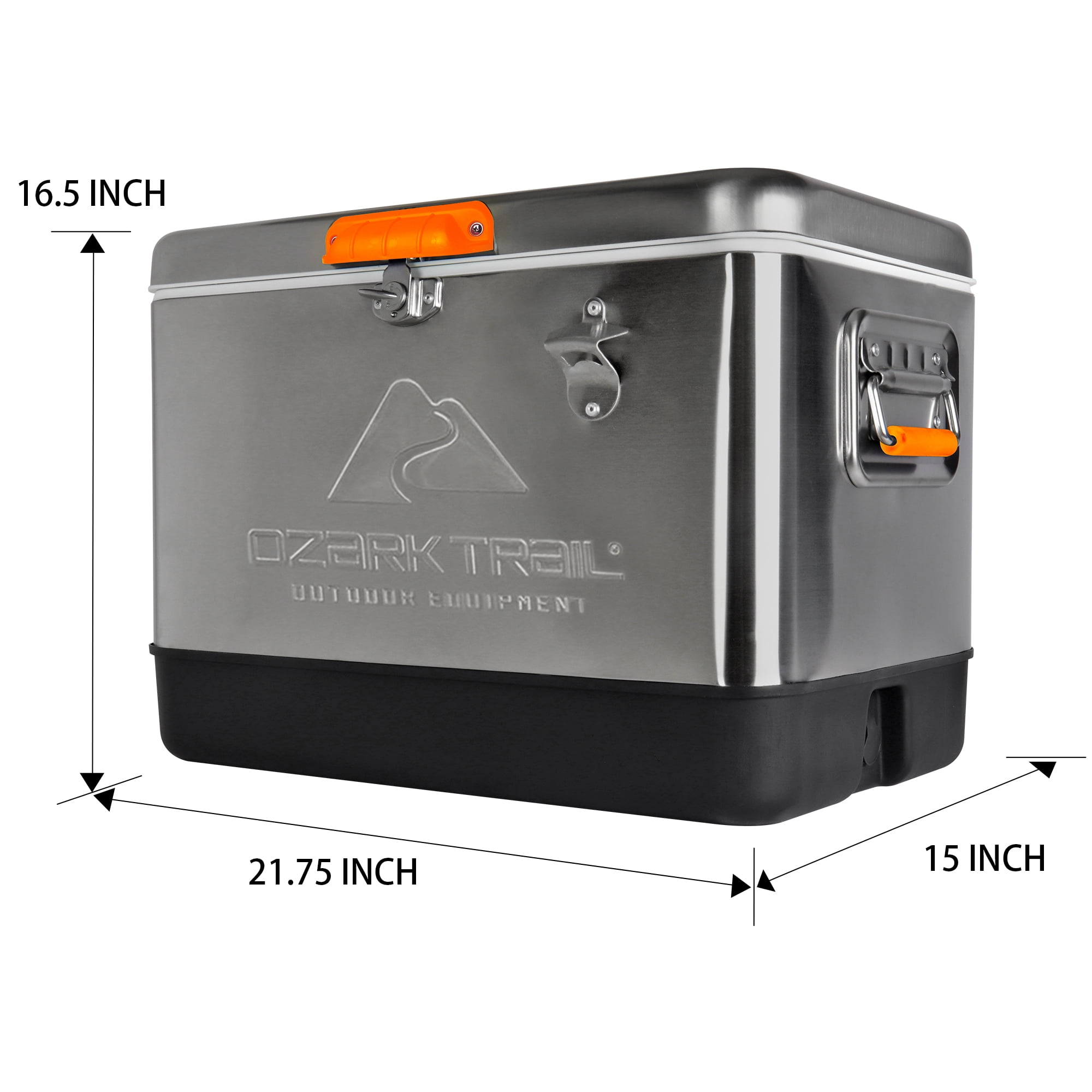 Glacière Ozark Trail 54 litres, glacière portable en acier inoxydable avec décapsuleur, capacité de 85 canettes, 51 litres