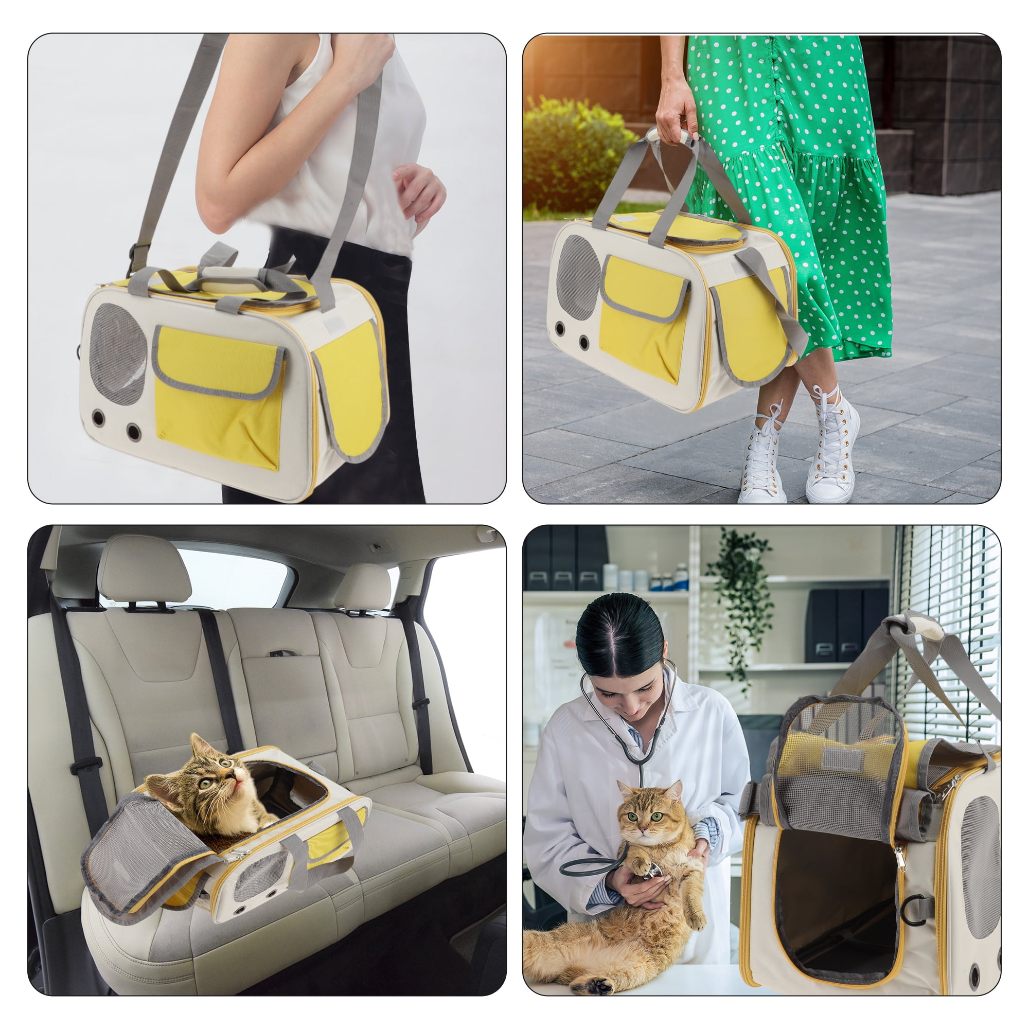 Unique Bargains Pet Carrier Bag Foldable Transport Box Breathable Pet Bag